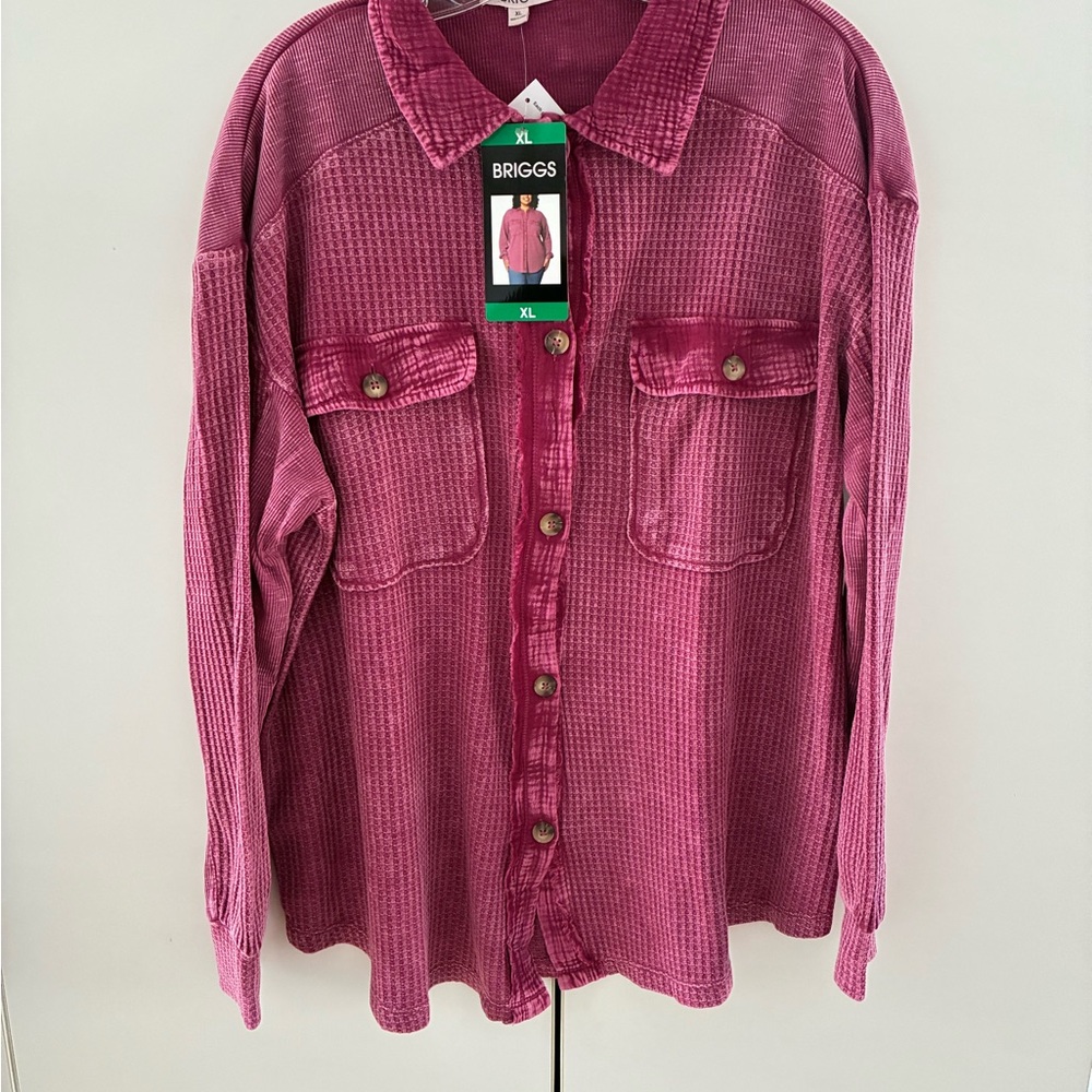 Briggs Women's Button Front Waffle Shirt XL